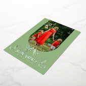 Green Buon Natale Simple Modern Coquette Bow Photo 箔シーズンカード (回転した状態)