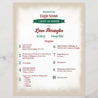 Green, Burgundy Eagle Court of Honor Program チラシ