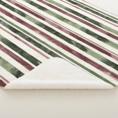 Green Burgundy Stripes Christmas シェルパブランケット (3/4)
