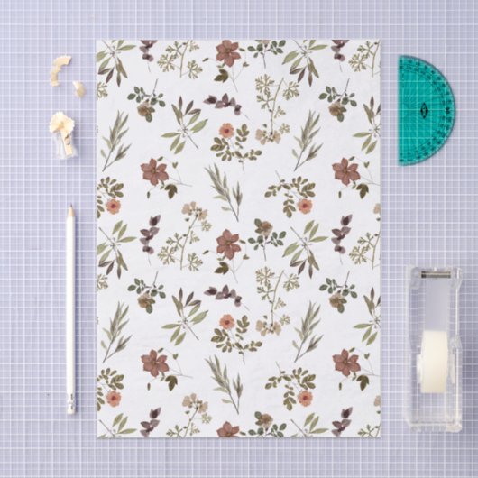 Green Burgundy Wildflower 薄葉紙 (クラフト)