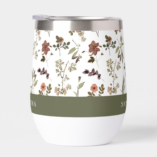 Green Burgundy Wildflower Monogram Name (右面)