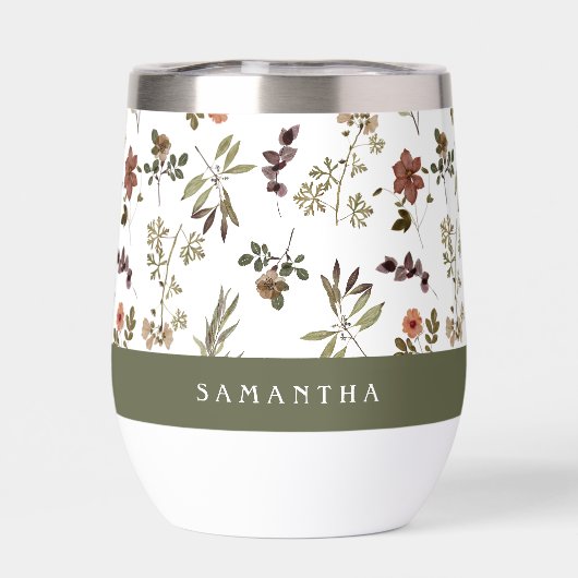 Green Burgundy Wildflower Monogram Name (背面)