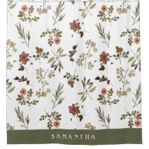 Green Burgundy Wildflower Monogram Name