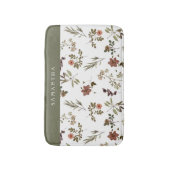 Green Burgundy Wildflower Monogram Name バスマット (正面縦)