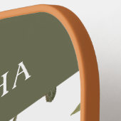 Green Burgundy Wildflower Monogram Name ピックルボールラケット (左詳細)