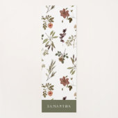 Green Burgundy Wildflower Monogram Name ヨガマット (正面)