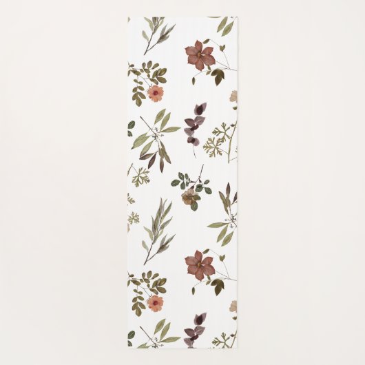 Green Burgundy Wildflower Monogram Name ヨガマット (裏面)