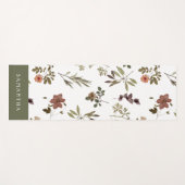 Green Burgundy Wildflower Monogram Name ヨガマット (正面(横))