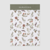 Green Burgundy Wildflower Monogram Name 薄葉紙 (正面)