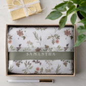 Green Burgundy Wildflower Monogram Name 薄葉紙 (ギフト)