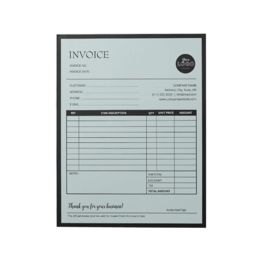 Green Business モダン Invoice Salesテンプレート ノートパッド (回転)