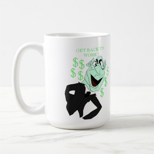 Green business executive puppet コーヒーマグカップ (左)