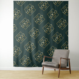 Green Business Logo Pattern Trade Show Backdrop タペストリー