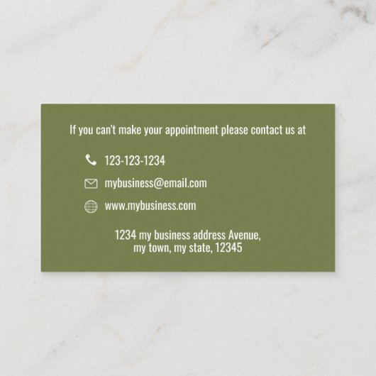 Green Business Logo Simple Minimalist  予約カード (裏面)