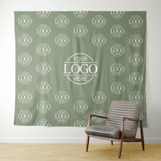 Green Business Logo Step & Repeat Backdrop Banner タペストリー (インサイチュ(横))