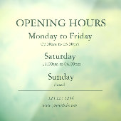 Green Business Opening Hours Sign | Window Cling ウィンドウサイン (シート3)