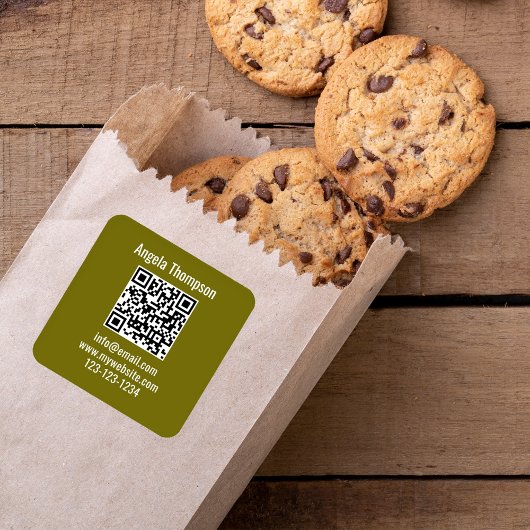 Green Business QR Code Custom Basic スクエアシール