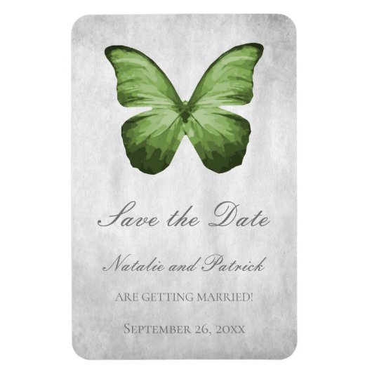 Green Butterfly日付磁石を保存 マグネット (縦)