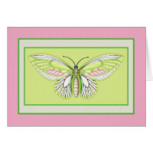 Green Butterfly 3 Animal Theme Blank Greeting Card