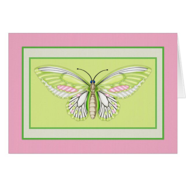 Green Butterfly 3 Animal Theme Blank Greeting Card (正面横)
