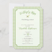Green Butterfly Kisses and Baby Wishes Baby Shower 招待状 (正面)