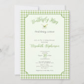 Green Butterfly Kisses and Baby Wishes Baby Shower 招待状 (正面)