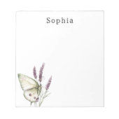 Green Butterfly Purple Floral Personalized Name ノートパッド (正面)