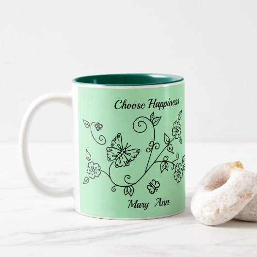 Green Butterfly Reminder Mug ツートーンマグカップ (ドーナツ)
