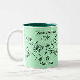 Green Butterfly Reminder Mug ツートーンマグカップ