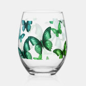 Green Butterfly  Stemless Wine Glass ステムなしワイングラス (裏面)