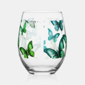 Green Butterfly  Stemless Wine Glass ステムなしワイングラス (右)