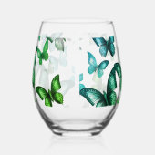 Green Butterfly  Stemless Wine Glass ステムなしワイングラス (左)