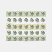 Green Buttons on Stripes フリースブランケット (正面(横))