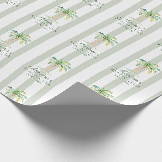 Green Cabana Stripes Palm Beach Club ラッピングペーパー (角)