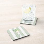 Green Cabana Stripes Palm Beach Club Birthday コースター (右側)