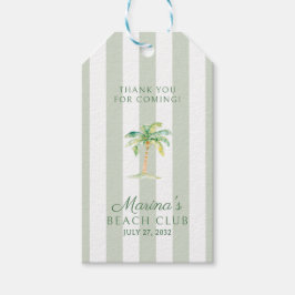 Green Cabana Stripes Palm Beach Club Thank You ギフトタグ