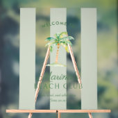 Green Cabana Stripes Palm Beach Club Welcome アクリルサイン (ニュートラル)