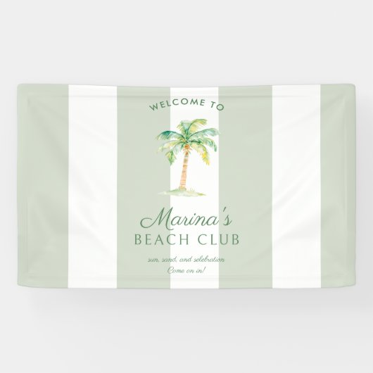 Green Cabana Stripes Palm Beach Club Welcome 横断幕 (横)