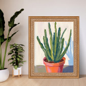 Green Cacti Plant Watercolor Painting ポスター