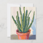 Green Cacti Plant Watercolor Painting Card (正面)