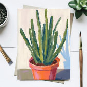 Green Cacti Plant Watercolor Painting Card