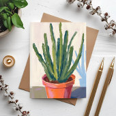 Green Cacti Plant Watercolor Painting Card