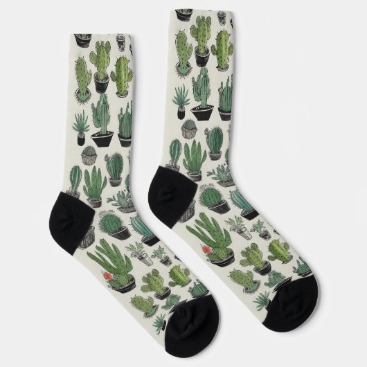 Green Cactus Pattern ソックス (右)