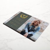 Green Caduceus医学卒業の発表 箔招待状 (回転した状態)