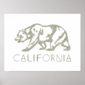 Green California Grizzly Bear Typography Art Print ポスター (正面)