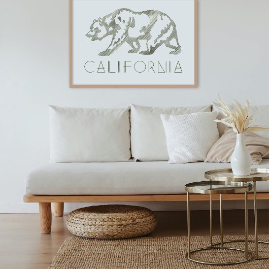 Green California Grizzly Bear Typography Art Print ポスター