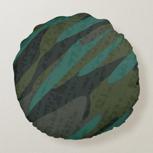 Green Camo Abstract ラウンドクッション (裏面)