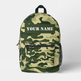 Green Camouflage camo Custom Name Printed Backpack プリントバックパック