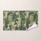 Green Camouflage Cats Pattern クール Kitty Cats迷彩柄 ハンドタオル (ハンドタオル)