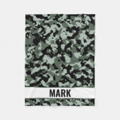 Green Camouflage Patternパーソナライズされたという名前を付ける フリースブランケット (正面)